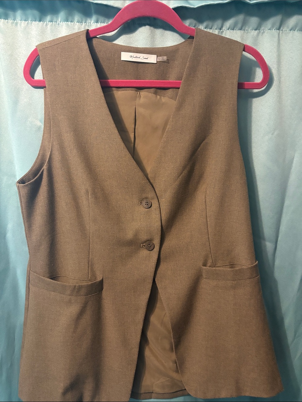 Mustard Seed olive brown sleeveless vest